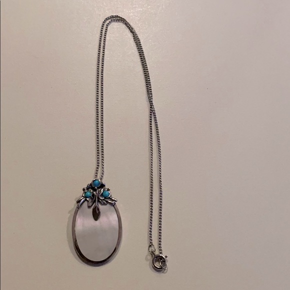 Turquoise and Mother of Pearl Necklace - Picture 3 of 3